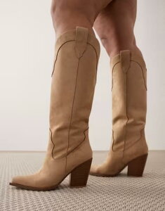 �G�C�\�X ���f�B�[�X �V���[�Y �u�[�c�E���C���u�[�c �X�G�[�h ASOS DESIGN Curve Claudette cowboy knee boots in sand suedette SAND SUEDETTE �T���h