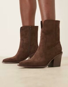 �G�C�\�X ���f�B�[�X �V���[�Y �u�[�c�E���C���u�[�c �q�[�� ASOS DESIGN Remone heeled western boots in chocolate �`���R���[�g