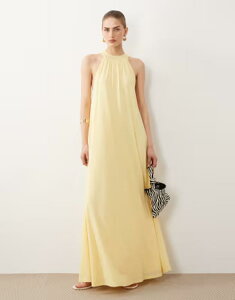�G�C�\�X ���f�B�[�X �g�b�v�X �����s�[�X �^�C�f�B�e�[�� ���b�V�� ASOS DESIGN tie detail mesh trapeze dress in yellow �C�G���[
