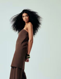 �G�C�\�X ���f�B�[�X �g�b�v�X �V���c ASOS DESIGN tailored longline tabard top in chocolate - part of a set Chocolate �`���R���[�g