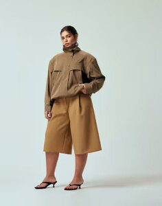 �G�C�\�X ���f�B�[�X �{�g���X �n�[�t�p���c�E�V���[�c ASOS DESIGN Curve longline tailored cullottes in camel �L������