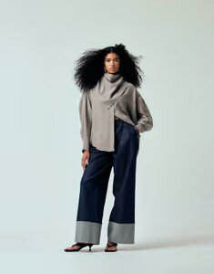 �G�C�\�X ���f�B�[�X �g�b�v�X �V���c ASOS DESIGN modal batwing sleeves oversized shirt with scarf Gray �O���[