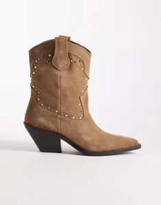 �}���S ���f�B�[�X �V���[�Y �u�[�c�E���C���u�[�c Mango western embellished boots BROWN �u���E��