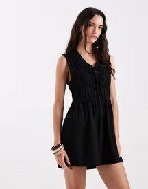 オンリー レディース トップス ワンピース ミニ ノースリーブ ONLY sleevelesshirred mini dress Black ブラック
