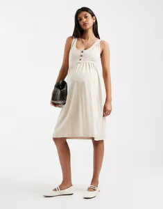 �}�}���C�V�A�X ���f�B�[�X �g�b�v�X �����s�[�X �~�j �}�^�j�e�B Mama.licious Mamalicious Maternity 2 function button up nursing mini sundress in cream FRENCH OAK �N���[��
