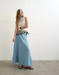 �g�b�v�V���b�v ���f�B�[�X �{�g���X�J�[�g �f�j�� Topshop denim seamed circle skirt in bleach �f�j��