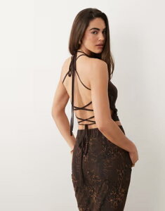 �G�C�\�X ���f�B�[�X �g�b�v�X �V���c ASOS DESIGN skinny straps cami top in chocolate �`���R���[�g