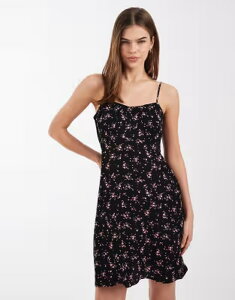 �I�����[ ���f�B�[�X �g�b�v�X �����s�[�X �t�����[�� �~�j �t�����[ ONLY camini dress floral Black �u���b�N