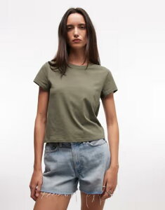�����L ���f�B�[�X �g�b�v�X T�V���c Monki T-shirt in olive �I���[�u