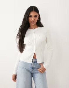 �G�C�\�X ���f�B�[�X �A�E�^�[ �J�[�f�B�K�� �j�b�g ASOS DESIGN fine knit structured cardigan in ecru �G�N����