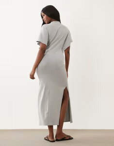 �G�C�\�X ���f�B�[�X �g�b�v�X �����s�[�X �}�L�V ASOS DESIGN short batwing sleeves maxi dress with exposed seam detailingray �O���[