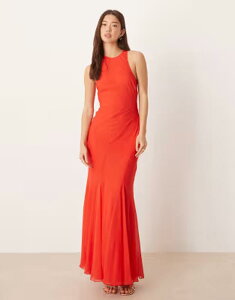 �G�C�\�X ���f�B�[�X �g�b�v�X �����s�[�X �}�L�V ASOS DESIGN racer neck bias maxi dress with godet hem RED ���b�h