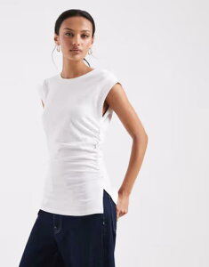 �G�C�\�X ���f�B�[�X �g�b�v�X �x�X�g ASOS DESIGN corset waist sharp shoulder tank top WHITE �z���C�g