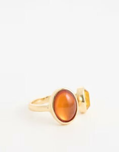 �G�C�\�X ���f�B�[�X �A�N�Z�T���[ �����O ASOS Curve ASOS DESIGN Curve wrap around ring with amber faux semi precioustones tone GOLD �S�[���h