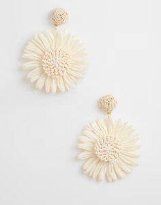 �T�E�X�r�[�` ���f�B�[�X �A�N�Z�T���[ �s�A�X�E�C�������O South Beach textured flower drop earrings in cream WHITE �z���C�g