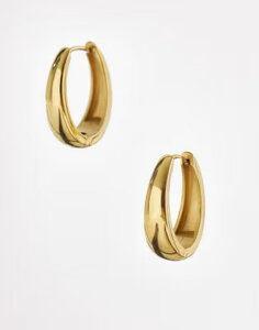 �G�C�\�X ���f�B�[�X �A�N�Z�T���[ �s�A�X�E�C�������O T�V���c ASOS DESIGN waterproof stainlessteel hoop earrings with oval design tone GOLD �S�[���h