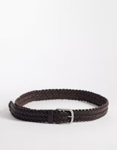 �W���b�N �A���h �W���[���Y �����Y �A�N�Z�T���[ �x���g Jack & Jones braided belt in dark Brown stone �u���E��