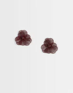 �G�C�\�X ���f�B�[�X �A�N�Z�T���[ �s�A�X�E�C�������O �t�����[�� �~�j �t�����[ ASOS DESIGN small stud earrings with mini wire-floral design Burgundy �o�[�K���f�B