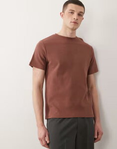 �G�C�\�X �����Y �g�b�v�X T�V���c �N���[�l�b�N ASOS DESIGN crew neck T-shirt waffle Root beer �u���E��