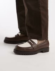 �G�C�\�X �����Y �V���[�Y �X���b�|���E���[�t�@�[ ASOS DESIGN loafers and cream with cleated sole Tand cream �N���[��