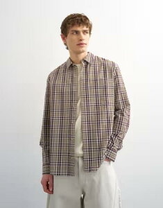 �g�b�v�}�� �����Y �g�b�v�X �V���c ���M�����[�t�B�b�g Topman regular fitextured plaid shirt BROWN �u���E��