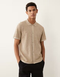 �W���b�N �A���h �W���[���Y �����Y �g�b�v�X �V���c �j�b�g Jack & Jones knit shirt with short sleeves Coriander �x�[�W��