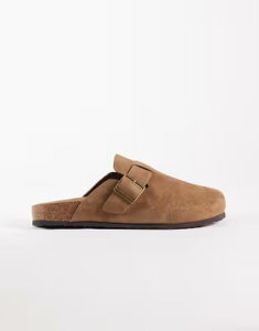 �G�C�\�X �����Y �V���[�Y �T���_�� �X�G�[�h ASOS DESIGN mule sandals with cork sole in mole bonded suede Mole