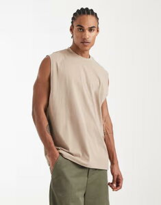 �G�C�\�X �����Y �g�b�v�X �x�X�g ASOS DESIGN essentials oversized tank in stone Mocha meringue ���J