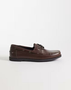 �}���S �����Y �V���[�Y �X���b�|���E���[�t�@�[ �R���g���X�g ���[�X ���U�[ Mango 100% leather lace-up loafers with contrastitch BROWN �u���E��