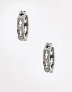 �G�C�\�X �����Y �A�N�Z�T���[ �s�A�X�E�C�������O �J�b�g�A�E�g ASOS DESIGN hexagon hoop earrings with cut out cross details tone SILVER �V���o�[