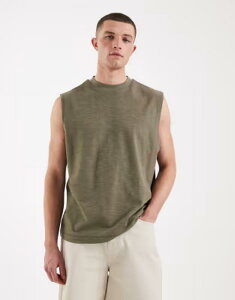 �G�C�\�X �����Y �g�b�v�X �x�X�g ASOS DESIGN oversized tank top-green slubby texture Dusty olive �I���[�u