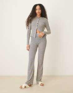 �G�C�\�X ���f�B�[�X �{�g���X �J�W���A���p���c ���C�h���b�O �j�b�g ASOS DESIGN knit wide leg pants and yellow stripe - part of a set Multi �}���`�J���[