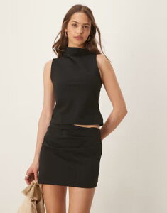 �G�C�\�X ���f�B�[�X �g�b�v�X �x�X�g �A�V�����g���[ ASOS DESIGN asymmetric neckline top - part of a set Black �u���b�N