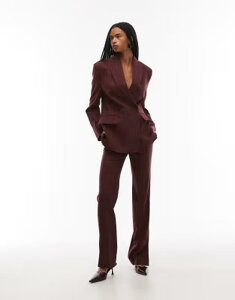 �A���h�A�U�[�X�g�[���[�Y ���f�B�[�X �{�g���X �J�W���A���p���c �t���A �E�[�� & Other Stories wool slim flare leg tailored pants in wine pinstripe - part of a set WINE PINSTRIPE ���C��