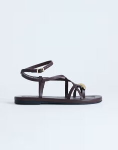 �g�b�v�V���b�v ���f�B�[�X �V���[�Y �T���_�� Topshop Sabrina metal toe flat sandals in chocolate �`���R���[�g