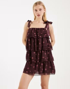 �~�X�Z���t�t���b�W ���f�B�[�X �g�b�v�X �����s�[�X �e�B�A�[�h�b�g �t���� �~�j Misselfridge tiered ruffles mini dress in polka dots Polka dot �h�b�g