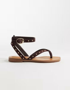 �A���h ���f�B�[�X �V���[�Y �T���_�� ���U�[ ALDO Daressi studded flat sandals leather Dark brown �u���E��