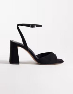 �G�C�\�X ���f�B�[�X �V���[�Y �T���_�� �X�G�[�h �q�[�� ASOS DESIGN Wide Fit Honour barely there mid height block heel sandalsuedette Black suedette �u���b�N