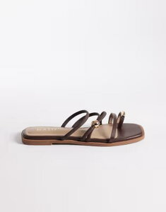 ���C�h ���f�B�[�X �V���[�Y �T���_�� RAID Moon flat sandals with metal detail Brown pu �u���E��