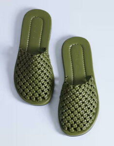 �g�b�v�V���b�v ���f�B�[�X �V���[�Y �T���_�� Topshop Bibi woven mules in olive �I���[�u