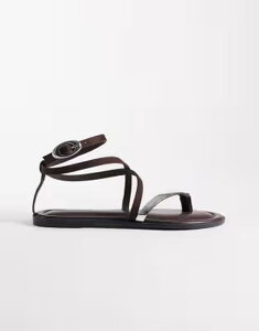 �G�C�\�X ���f�B�[�X �V���[�Y �T���_�� ASOS DESIGN Florence toe loop strappy sandals in chocolate �`���R���[�g