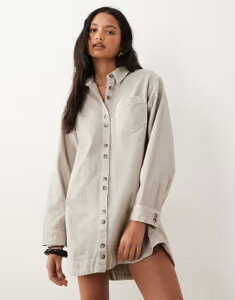 �G�C�\�X ���f�B�[�X �g�b�v�X �����s�[�X �V���c ASOS DESIGN boxy long sleeve shirt dress ineutral heather NEUTRAL �w�U�[
