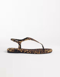 �V�~ ���f�B�[�X �V���[�Y �T���_�� SIMMI Shoesimmi London Perry flip flop sandals in leopard satin �A�j�}��