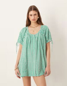 �t���[�s�[�v�� ���f�B�[�X �g�b�v�X �����s�[�X �M���K���`�F�b�N �M���K�� Free People farley gingham tunic dress combo Green combo �O���[��