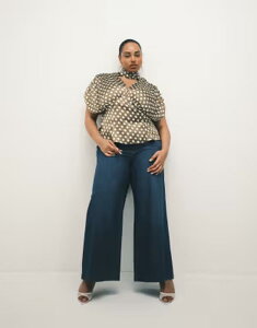 �G�C�\�X ���f�B�[�X �{�g���X �f�j���p���c �W�[���Y ASOS Curve ASOS DESIGN Curve palazzo jeans in dark mid wash Dark mid wash
