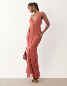 �G�C�\�X ���f�B�[�X �g�b�v�X �V���c �}�L�V�����s�[�X ���b�V�� �}�L�V �z���^�[ ASOS DESIGN u-shaped meshalter with exposed seam detail maxi dress in burnt orange Rust ���X�g