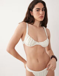 �~�X�Z���t�t���b�W ���f�B�[�X ���� �g�b�v�̂� �M���U�[ Misselfridge mix and match ruched cups bikini top in cream �N���[��