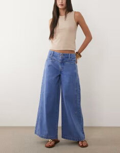 �G�C�\�X ���f�B�[�X �{�g���X �f�j���p���c ���C�h���b�O �A���N�� �W�[���Y ASOS DESIGN ankle grazer wide leg jeans with front pocket in bright Bromo �u���[