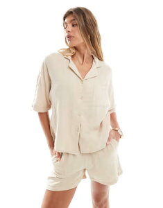 �I�����[ ���f�B�[�X �g�b�v�X �V���c �{�^���_�E�� Only cheesecloth button down shirt - part of a set BEIGE �x�[�W��