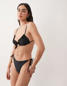 �~�X�Z���t�t���b�W ���f�B�[�X ���� �g�b�v�̂� Misselfridge mix and match scrunchie bikini top Black �u���b�N